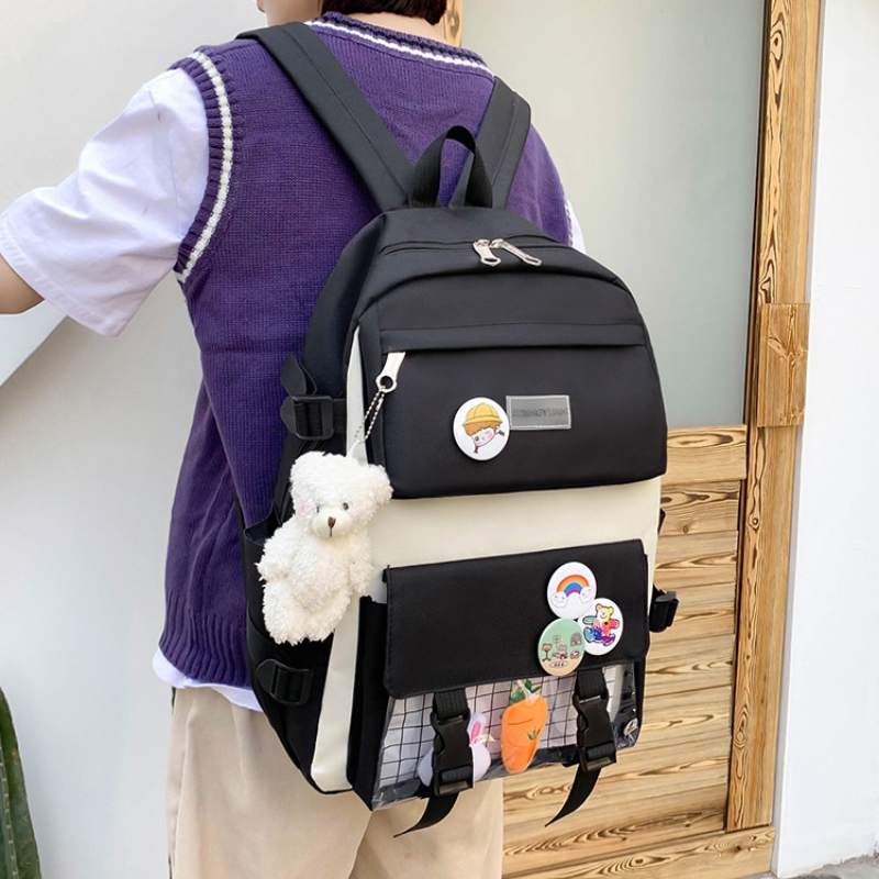 Girls large-capacity shoulder bag Cute carrot rabbit doll pendant Simple versatile schoolbag Boys fashion schoolbag five sets Se