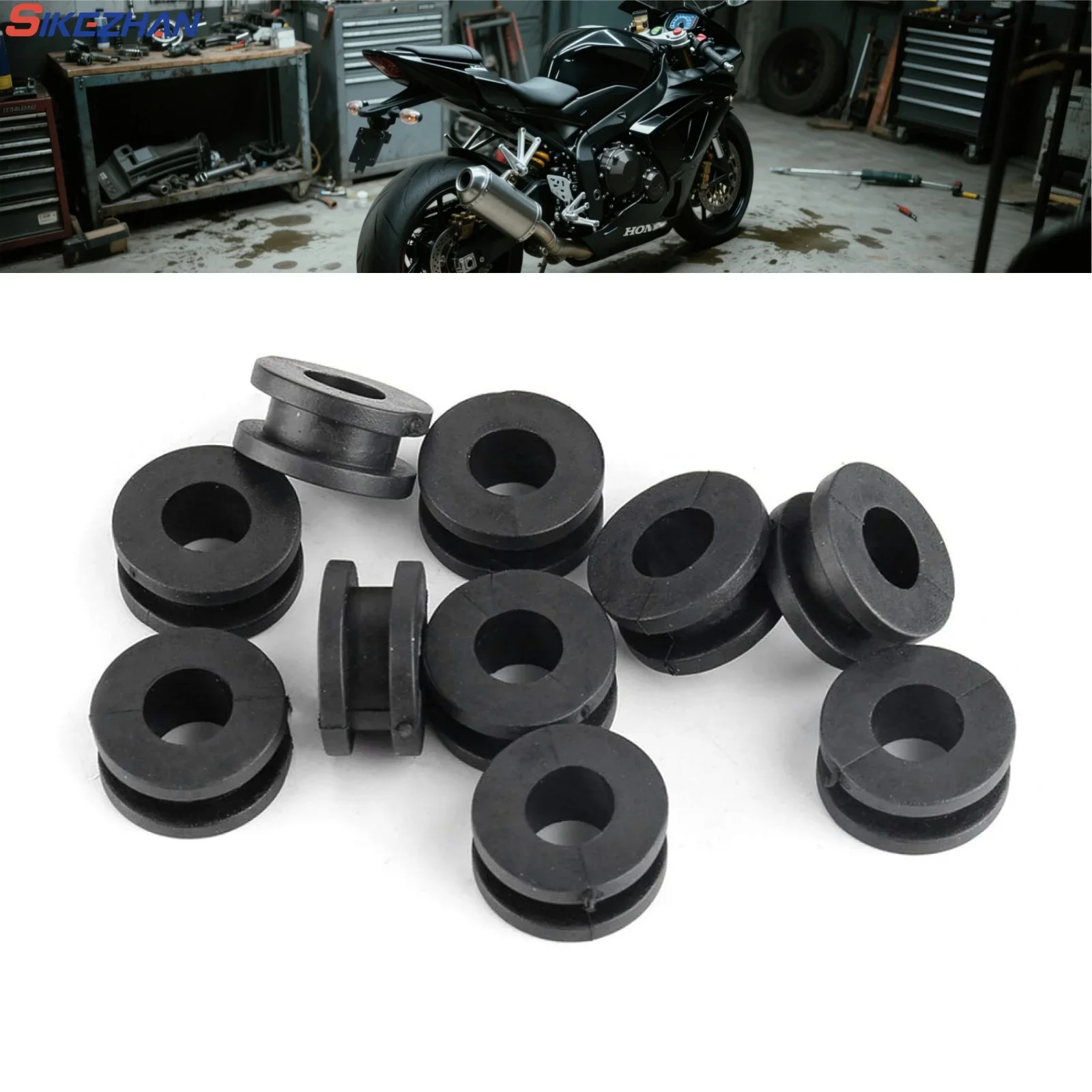10 pçs capa lateral da motocicleta ilhós de borracha junta carenagens para yamaha para honda para suzuki cbr gsxr ninja zx yzf kawasaki preto