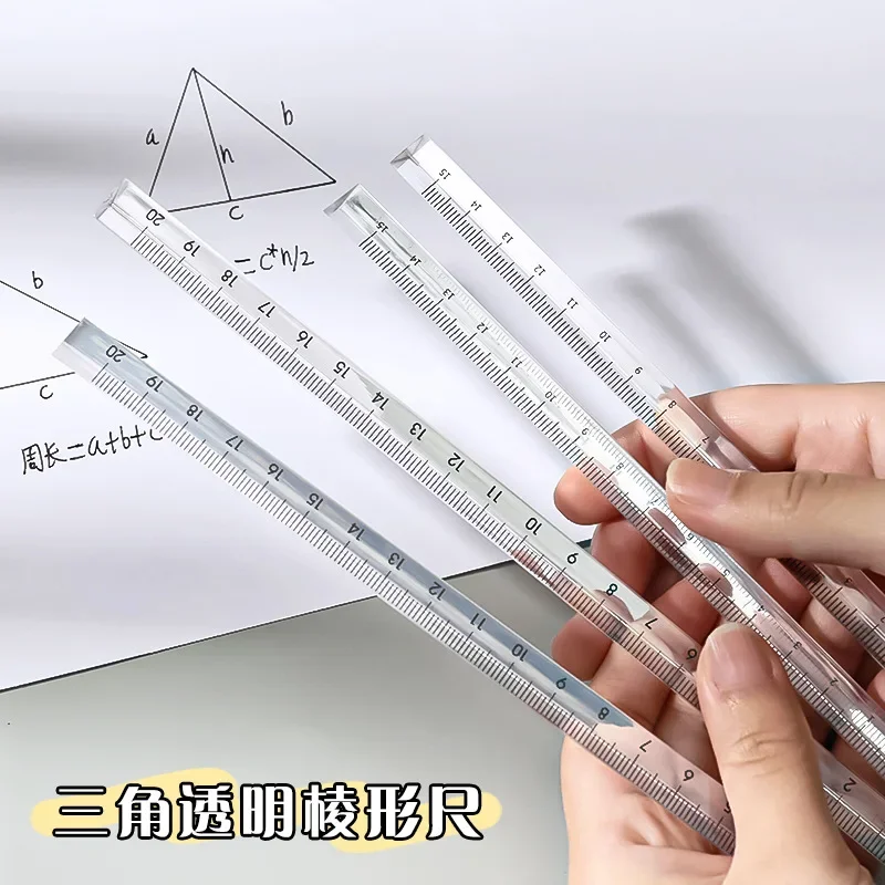 15Cm/20 Cm Đơn Giản Hình Tam Giác Trong Suốt Thước Thẳng Kawaii Dụng Cụ Văn Phòng Phẩm Hoạt Hình Vẽ Tặng Văn Phòng Học Đo