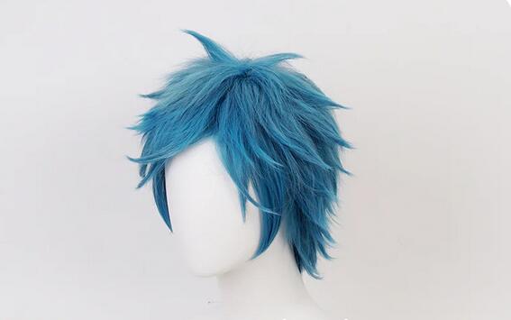 Wig Blue Short Synthetic Cosplay Wigs Heat Resistance Anime Party Wigs