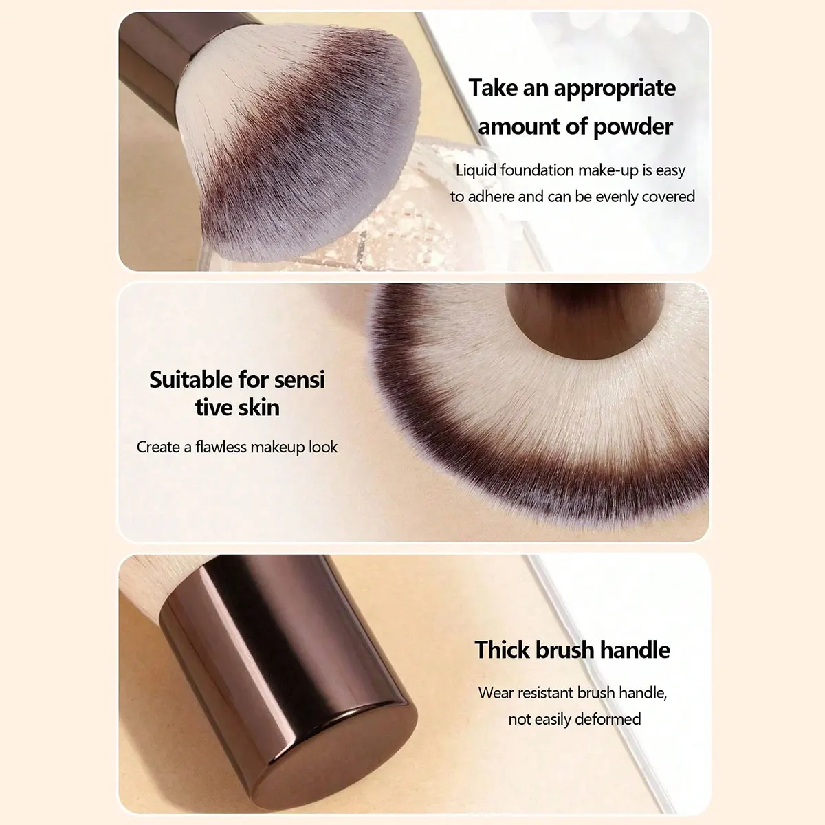 Juego de brochas de maquillaje profesional de 7 piezas, incluye: 4 brochas faciales de doble punta, 1 brocha en ángulo, 1 brocha para base de mango corto,