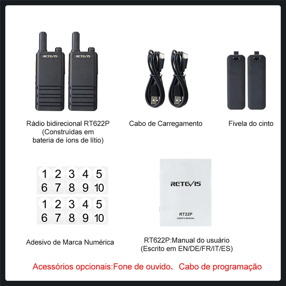 15mm ultra-fino mini walkie talkie retevis rt622p tipo c carga vox walkie-talkies pmr446 profissional portátil rádio bidirecional ht