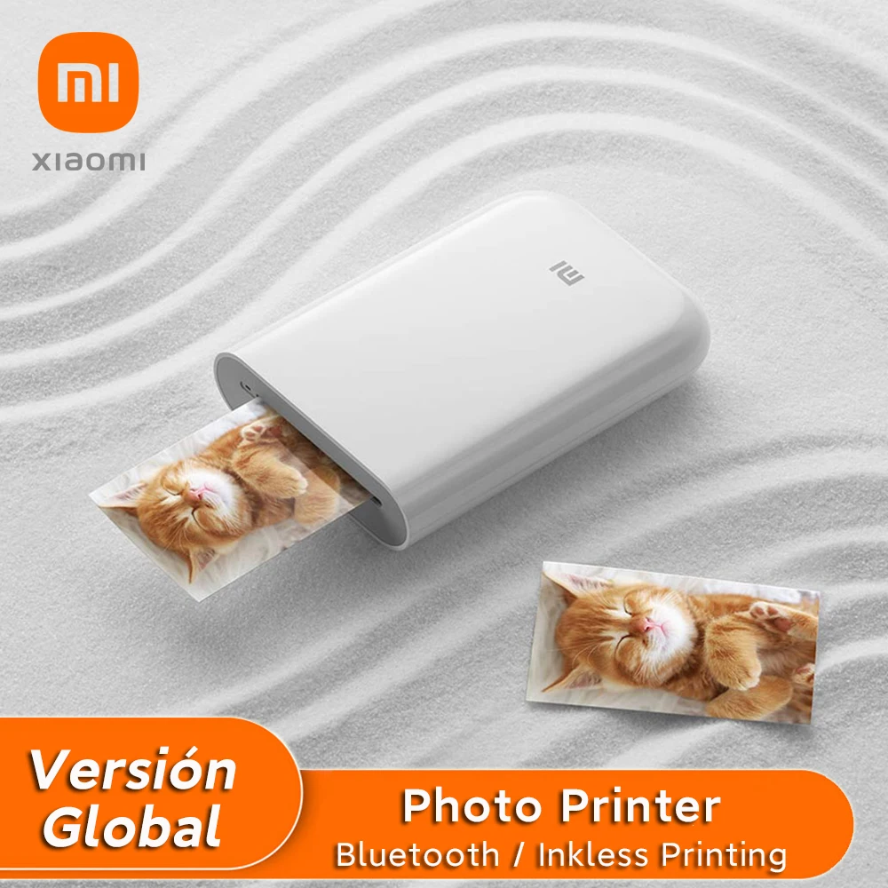 Xiaomi mini impresora fotos para movil, impresora térmica portátil bluetooth 5.0, 313 × 400dpi, impresora de etiqueta adhesivas inalámbrica