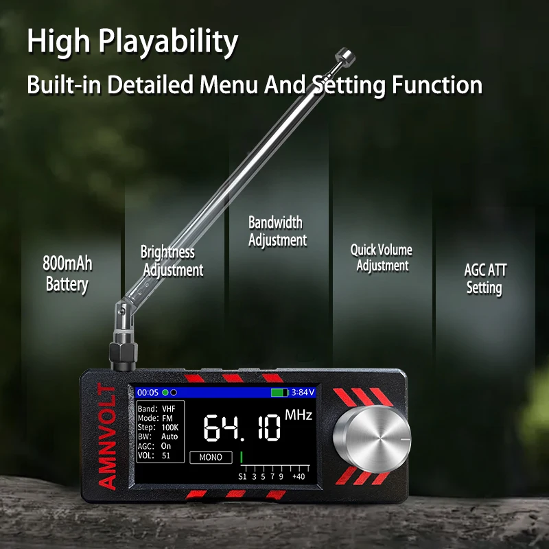 AMNVOLT ATS MINI SI4732 Radio DSP de banda completa, receptor de bolsillo FM AM MW SW SSB, con amplificador de auriculares Hi-Z