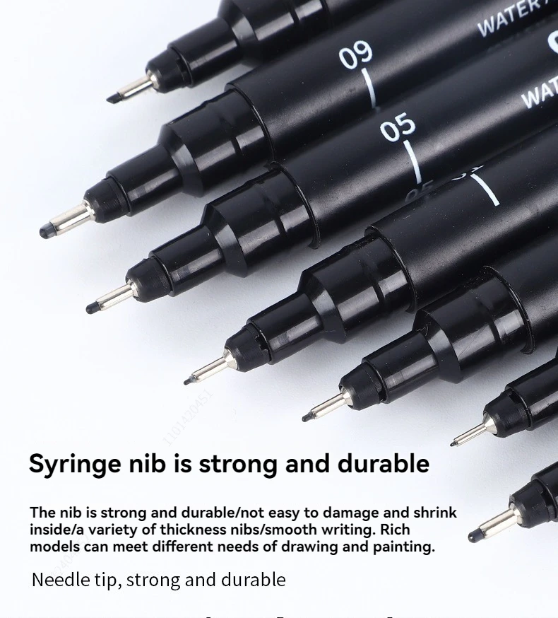 Micro stylos fins noirs, 15 tailles, encre d'archive étanche, marqueurs Manga à pointe Fine pour croquis techniques d'artiste