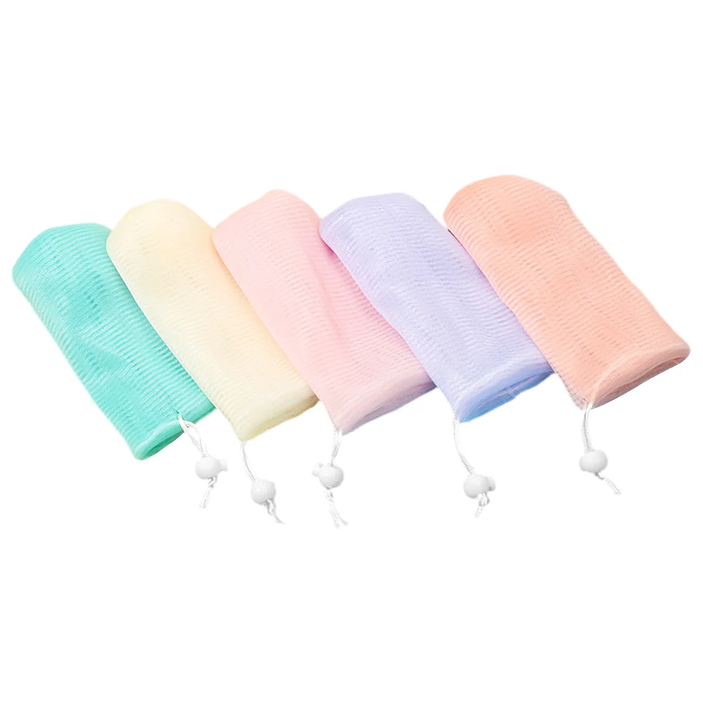 5-teilige Schaumstoff-Seifenbeutel aus Netzstoff für Bars Saver Foaming Portable Scrubber Pouch