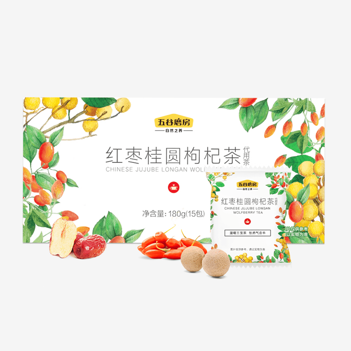 [2Packs] WUGU MOFANG WUGUMOFANG Chinese Jujube Longan Goji Berry Tea 180g*2Packs