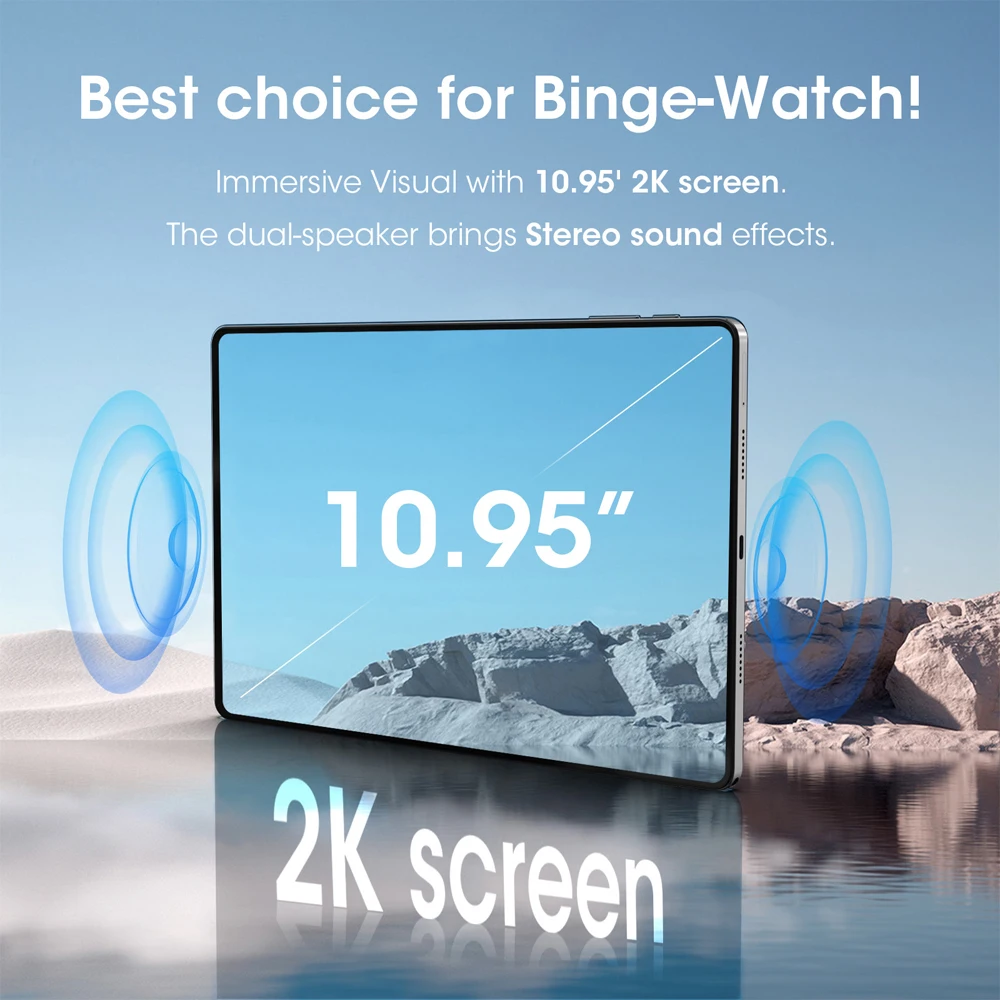 Планшет CWOWDEFU Android 13 2024 года, 10,95-дюймовый дисплей FHD Incell 2K, восьмиядерный процессор MTK, 6 ГБ ОЗУ, 128 ГБ ПЗУ, аккумулятор 7000 мАч, камера 13 Мп, планшетный ПК с GPS