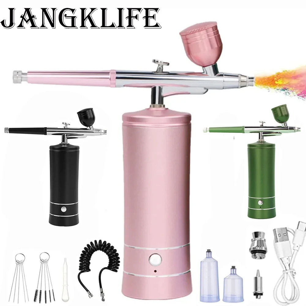 Portable Rechargeable Wireless Airbrush With Compressor Auto Action Spray Gun for Face Beauty Nail Art Tattoo Craft Cake Paint