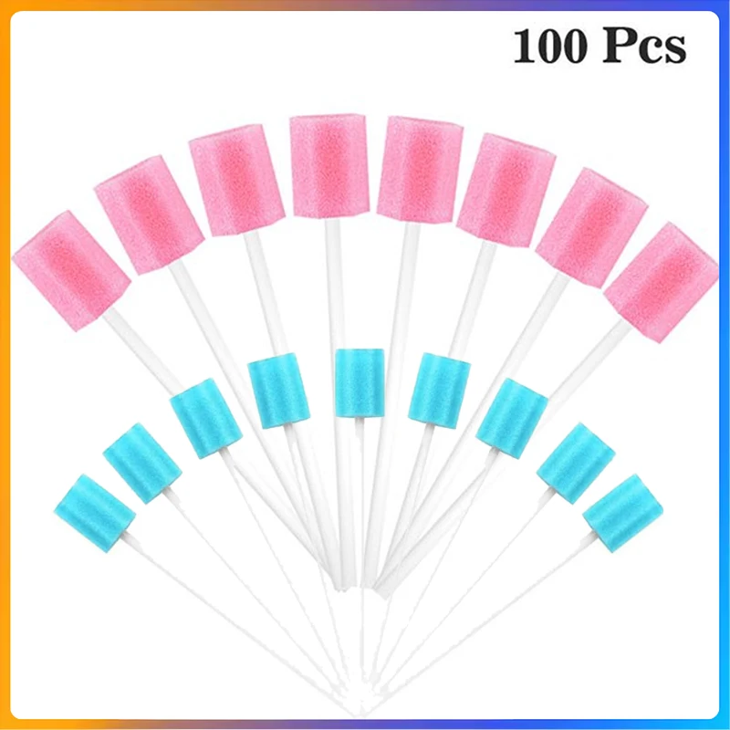 100pcs Cleaning Mouth Swabs Foam Sputum Sponge Stick For Oral Medical Use Oral Care Disposable Oral Care Sponge Swab Tooth