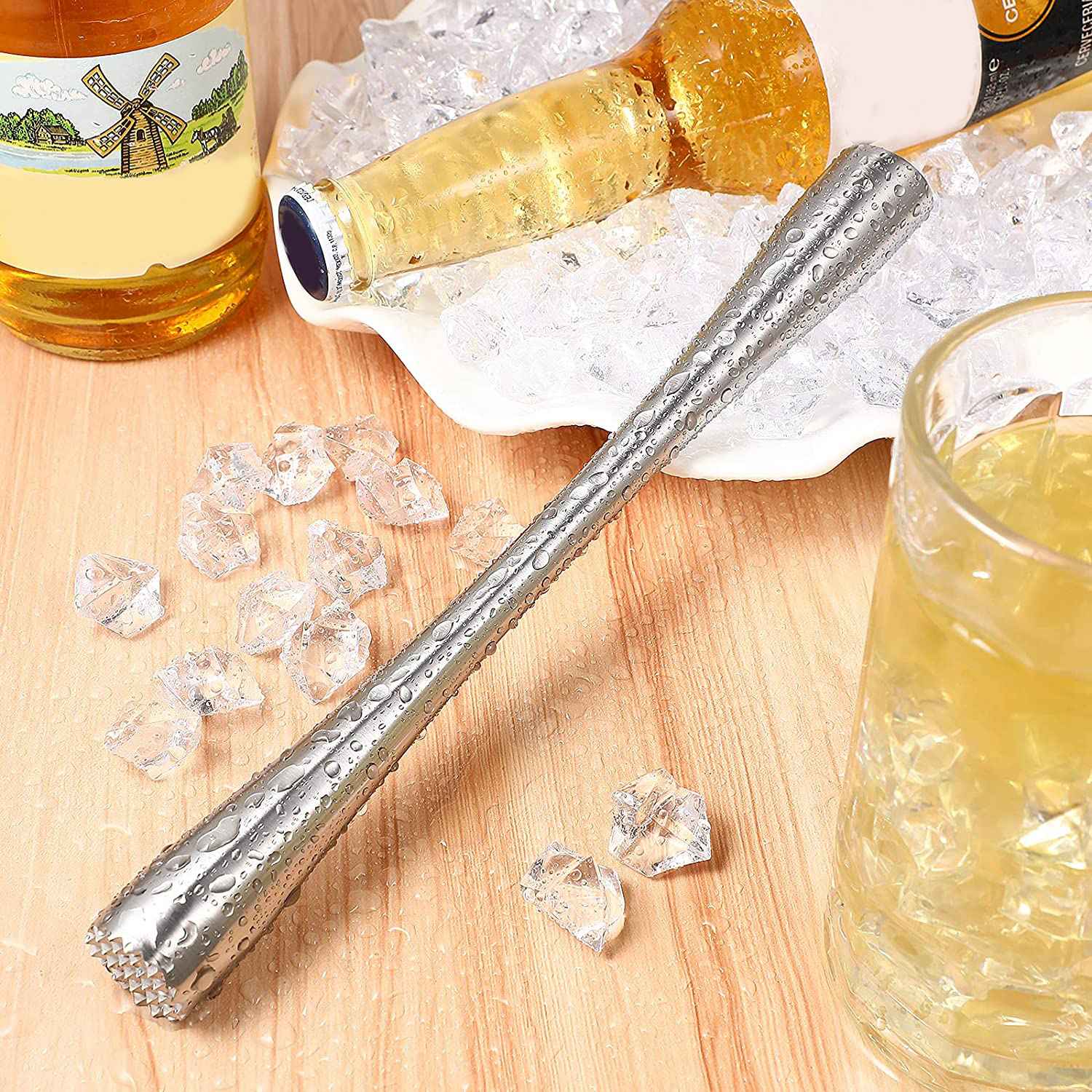 Cocktail Muddler Stainless Steel Lemon Masher Cocktail Muddler Ice Masher for Fresh Fruit Spice Ice Bars Tools 26 cm