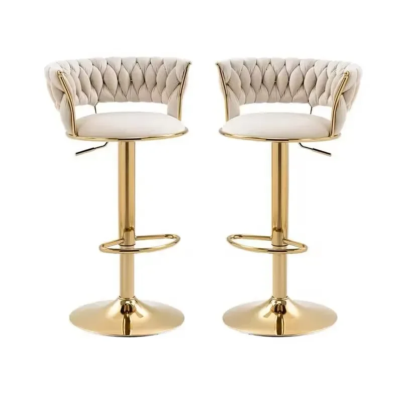 Light Luxury Swivel Bar Chair, Front Desk aumentado, Lift Bar Chair, High Bar Chairs, Modern Simples Encosto Cadeiras, 2Pcs Set