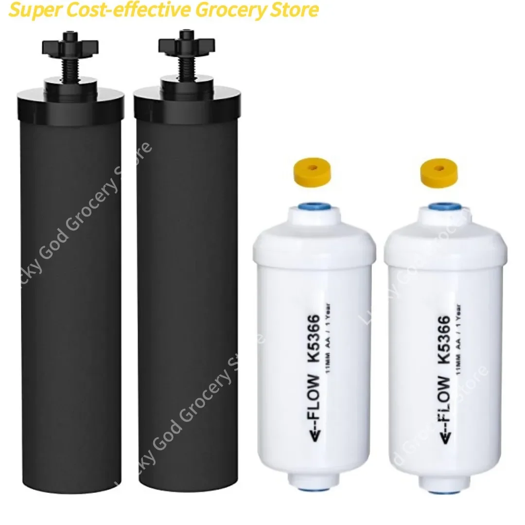 Filtre à eau de remplacement 2 BB9-2 et 2 fluorures PF-2, Compatible avec le système de filtrage d'eau par gravité Black Berkey