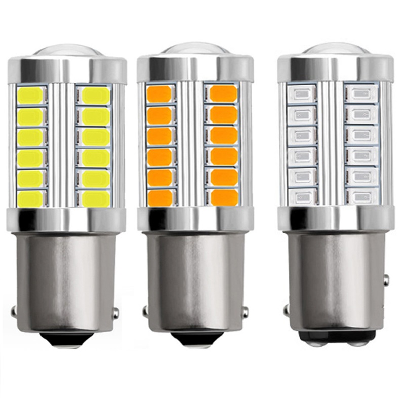 P21W BA15S LED 2x1156 PY21W BAY15D 5630 5730 33SMD หลอดไฟ LED BAU15S P21/5W 12V สำหรับไฟสัญญาณโคมไฟถอยหลัง