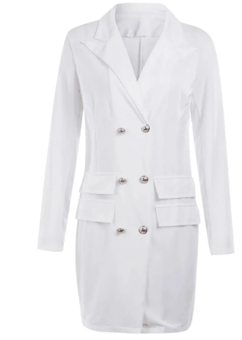 Blazer Élégant à Manches sulfpour Femme, Robe de Bureau, Noir et Blanc, Mode Décontractée, Grande Taille, Printemps et Été