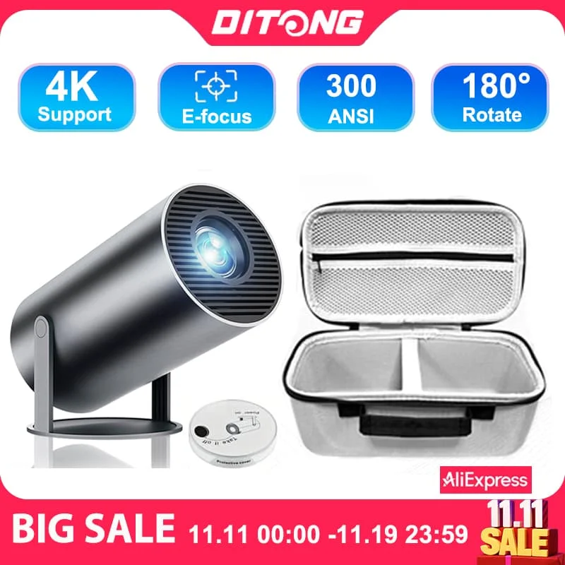 DITONG HY300 Plus HD Projetor portátil 4K projetor Android LED Vídeo Home Theater Cinema Telefone mini Projetor Filme HY300 pro