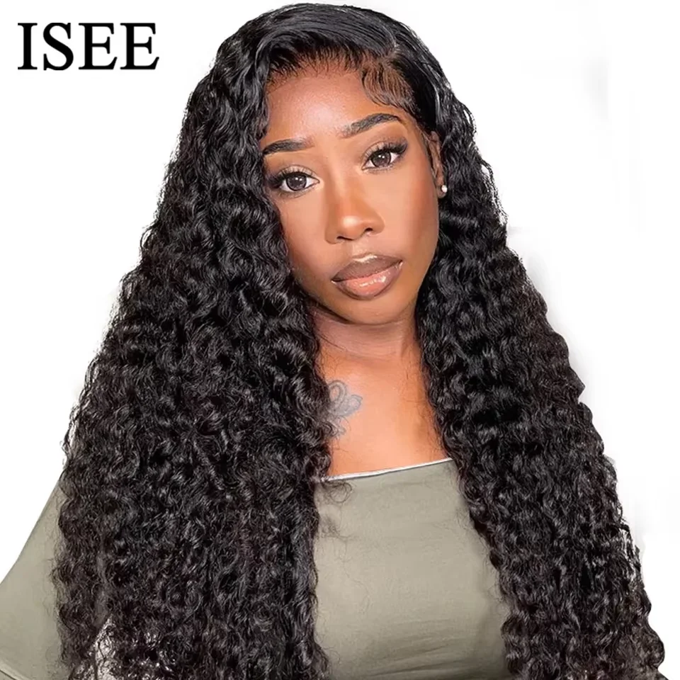 Isee wear go peruca brasileira onda profunda nós pré branqueados 13x4 perucas de renda 7x5 hd sem cola pré arrancadas perucas humanas prontas para ir