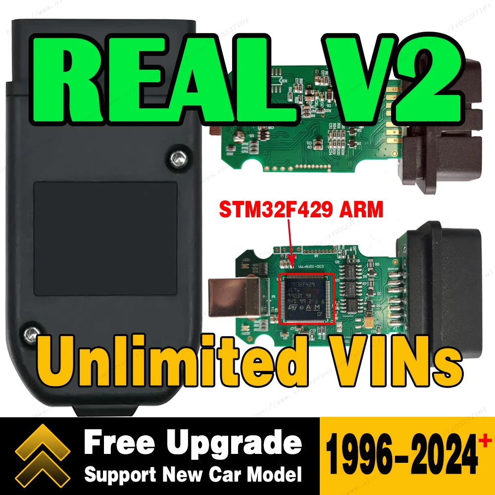 Mejor calidad 2025+ Real V2 VagCom herramienta de diagnóstico actualización en línea ilimitado VINS Vag Com HEX interfaz Usb función de codificación V24.7