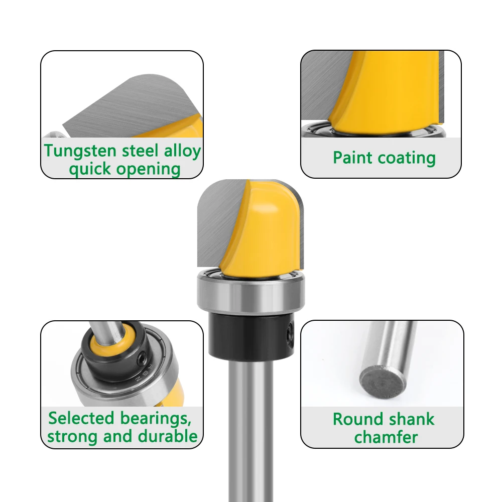 LAVIE 8mm Shank 1-1/8 3/4 เส้นผ่านศูนย์กลางชามถาด Router บิตรอบจมูกเครื่องตัดแบริ่งสําหรับงานไม้ C08044FX