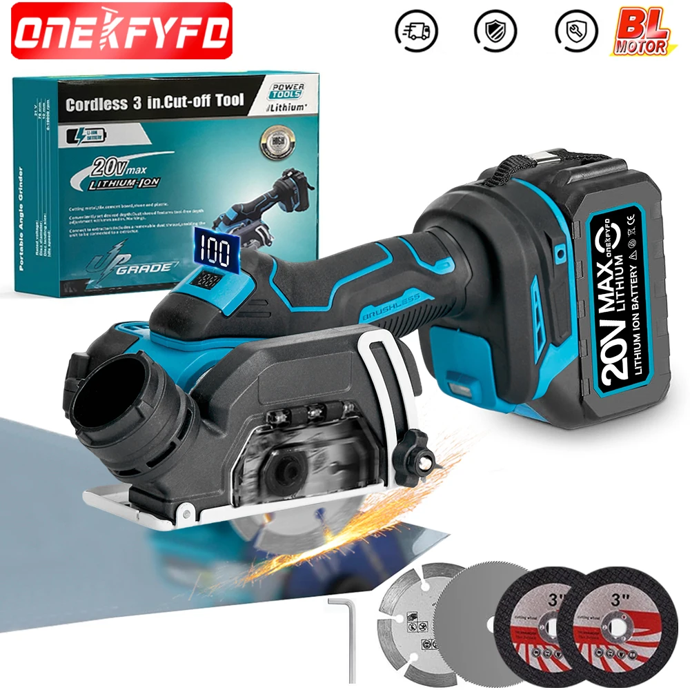 Brushless 3 Inch Wireless Electric Mini Ears 18v Angle Grinder Grinding Cutting Polishing Machine Tool for Makita 18v Battery