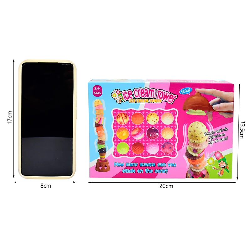ไอศกรีมเด็กซ้อนเกมจําลองอาหาร Stack Up เล่นเด็ก Pretend เล่นของเล่นของเล่นเพื่อการศึกษาสําหรับของขวัญกล่อง