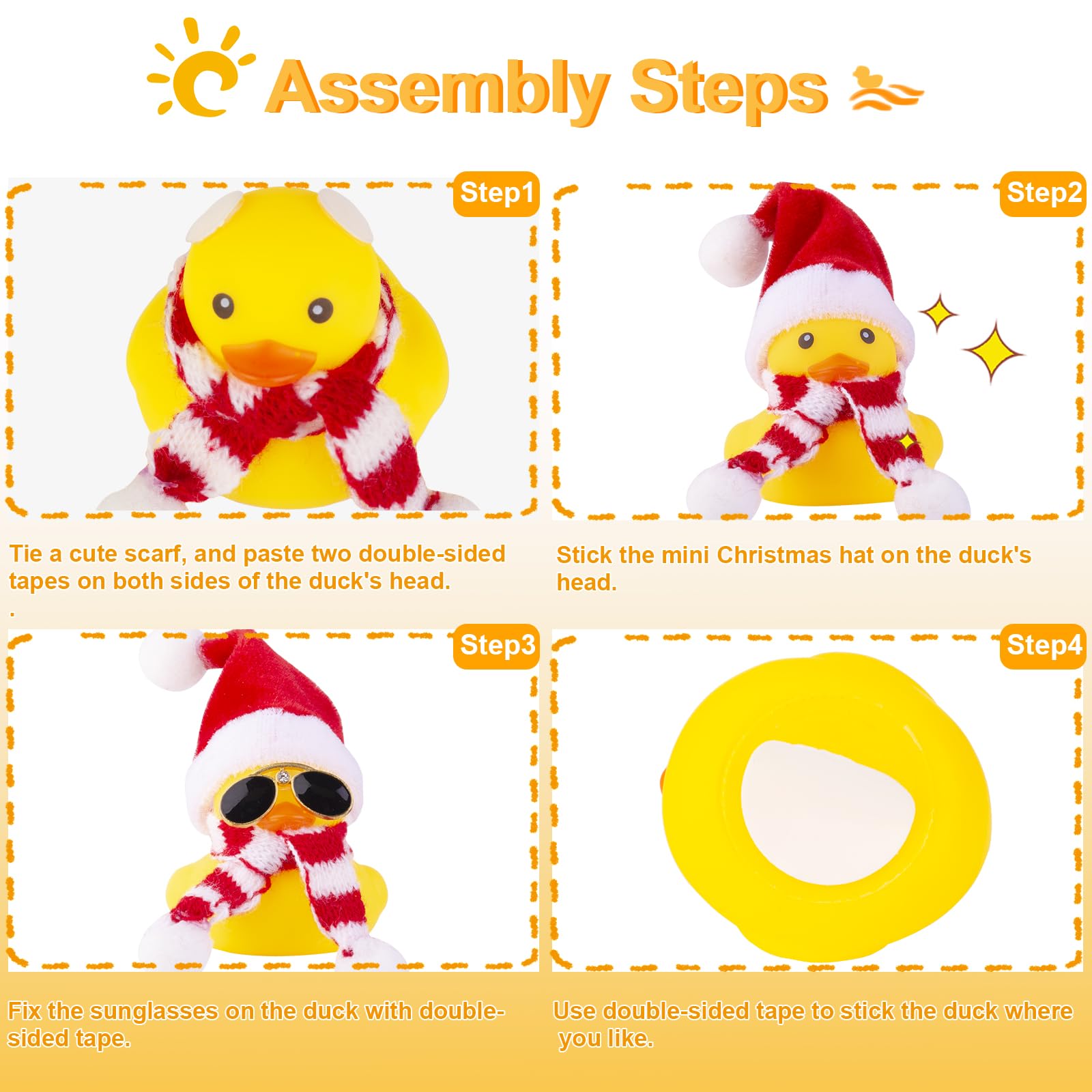 Pato de goma para salpicadero de coche, adornos de pato amarillo para decoración navideña y del hogar