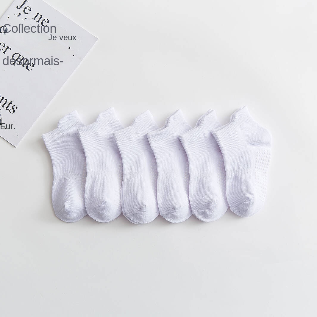 Chaussettes bateau antidérapantes en coton pour enfants de 0 à 5 ans, 6/12 paires/lot, pour garçons et filles, chaussettes basses au sol avec poignées en caoutchouc, à pois
