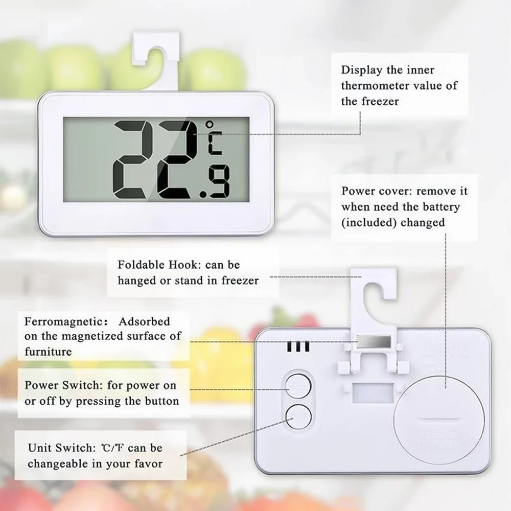 Termómetro electrónico, medidor de temperatura Digital para el hogar, termómetro colgante de pared para refrigerador, termómetro con alarma de escarcha para congelador