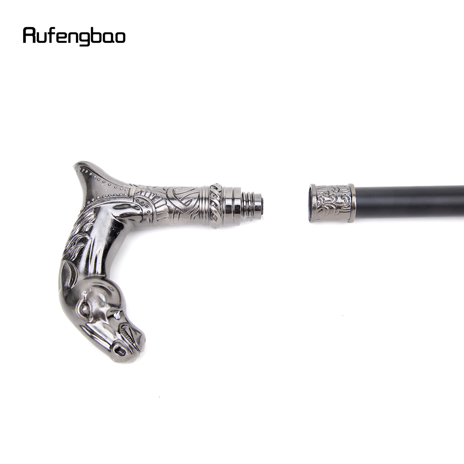 馬の頭の動物のシングルジョイントファッションウォーキングスティック装飾的なコスプレヴィンテージパーティーファッショナブルなウォーキング杖かぎ針編み93cm