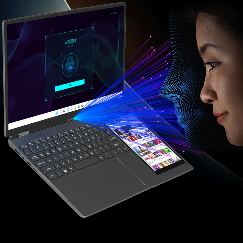 15.6-inch+7-inch laptop dual screen facial recognition business, RAW 32GB SSD 2TB DDR4， 180 ° backlit high-definition touch scre