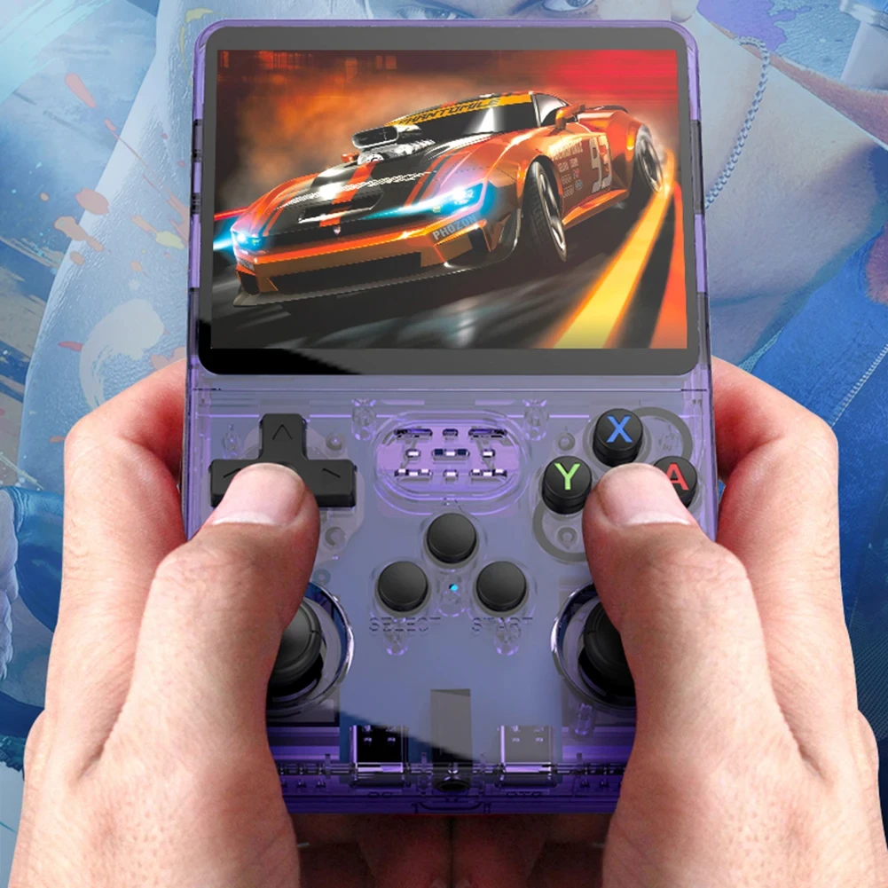 New R36S Retro Handheld Video Game Console Open Source Linux System 3.5inch IPS Screen Purple Portable Pocket Video Player Games
