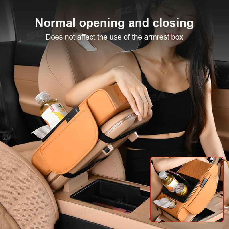 SEAMETAL Auto Armlehne Verlängerung Kissen Multifunktionale 7,5 CM Verdicken Mittelkonsole Box Kissen Ellenbogen Unterstützung Pad Auto Organizer