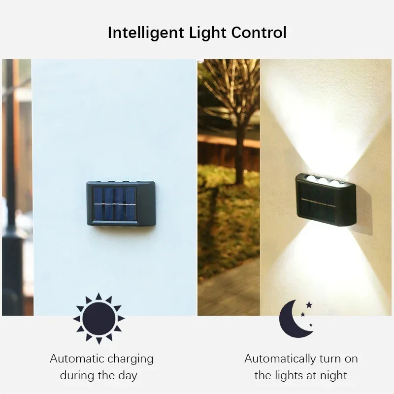 Luce solare a LED, lampada da parete impermeabile per esterni, illuminazione per recinzione dal tramonto all'alba per giardino estivo, portico, passerella, campeggio, casa dicembre