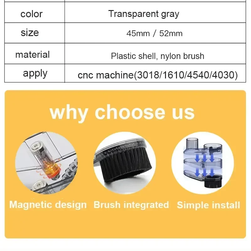 CNC Dust Shoe Spindle Brush 45/52mm Upgraded Dust Shoe for CNC Engraving Machine 3018 3020 Series Milling Machine