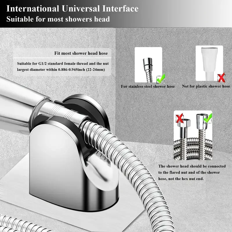 1 pz supporto universale per soffione a parete punzonatura gratuita staffa per doccia regolabile per uso domestico accessori da bagno autoadesivi