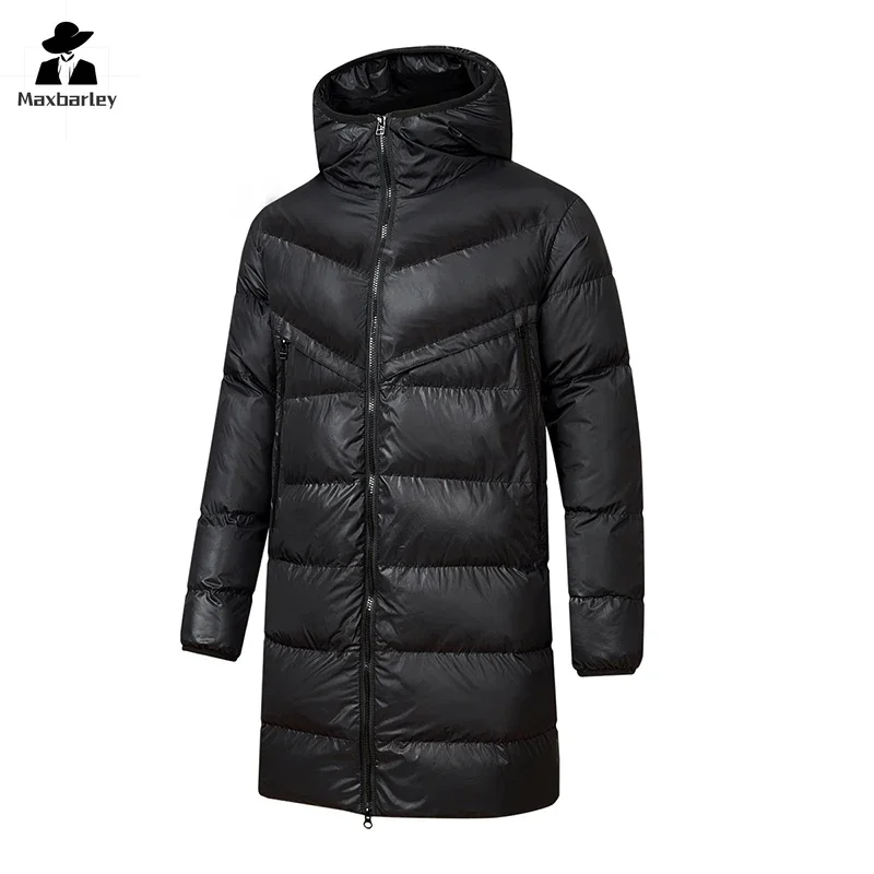 2024 neue Winter Jacke männer hohe qualität Ski Lange Glänzend Wasserdichte Warme Parka Männlichen Mode Verdickte Unten Baumwolle Gefütterte mantel