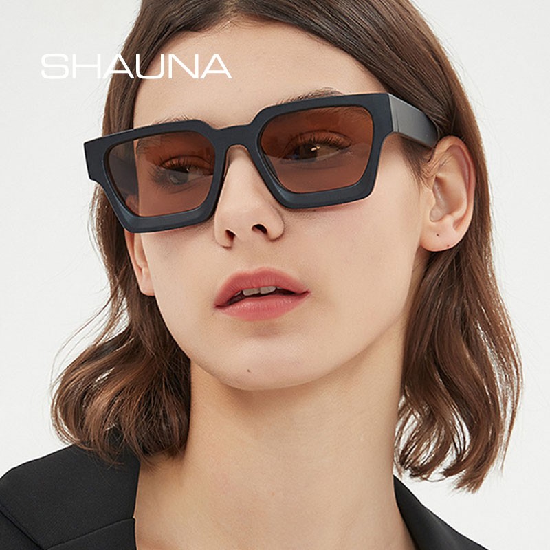 SHAUNA Ins Beliebte Damen Quadratische Sonnenbrille Retro Herren Getönte Farbtöne UV400