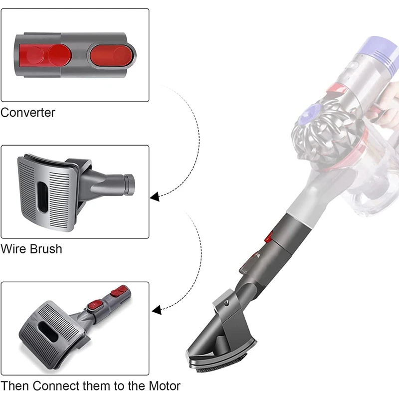 Vacuum Cleaner Brush Adapter Pet Groom Tool Dog Brush Tool For Dyson V11 V10 V8 V7 V6 Vacuum Clean With Converter Pets Hair Tool