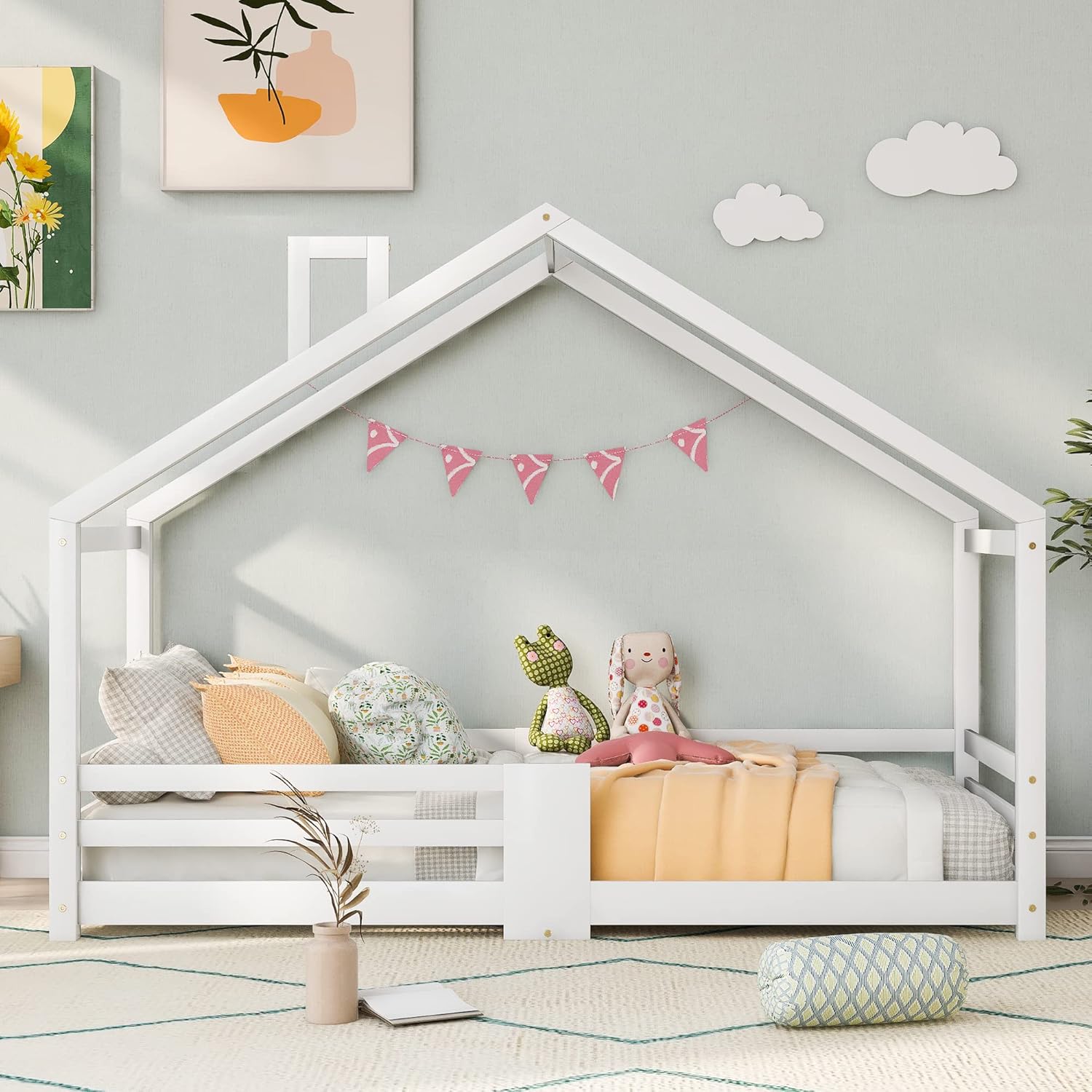 Cama Infantil de 90 x 200 cm – versátil Cama Infantil de Madera para niños y niñas