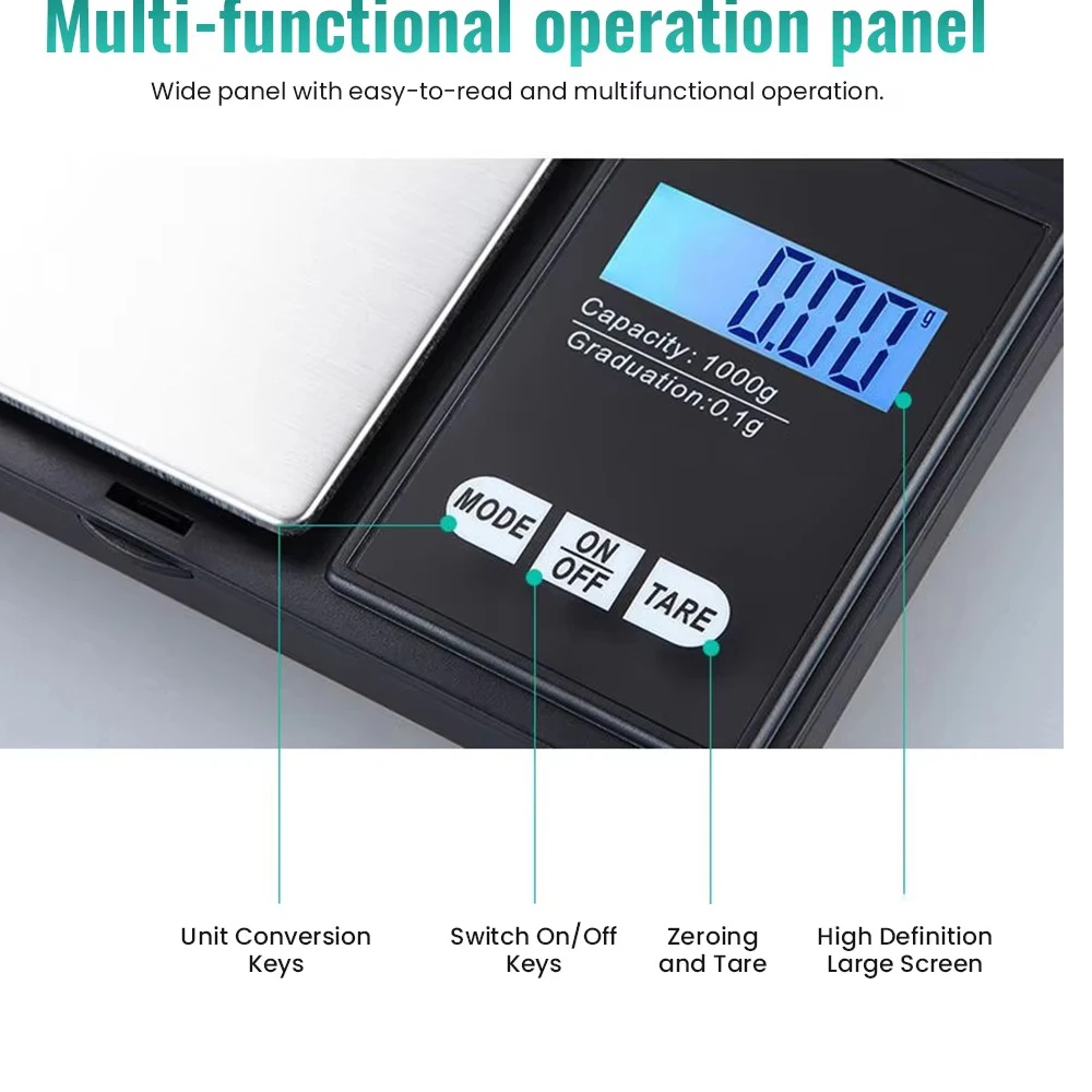 Mini báscula electrónica de alta precisión, báscula portátil de bolsillo para joyería, rango de precisión 1000G-0.1G con pantalla LCD