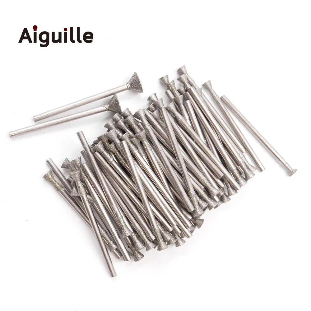 Jade Carving 120# Diamond Grinding Burr  Shank 2.35mm 0.5-8.0mm Teeth Cutting Drill bit Diamond  Grinding Burr C3-type