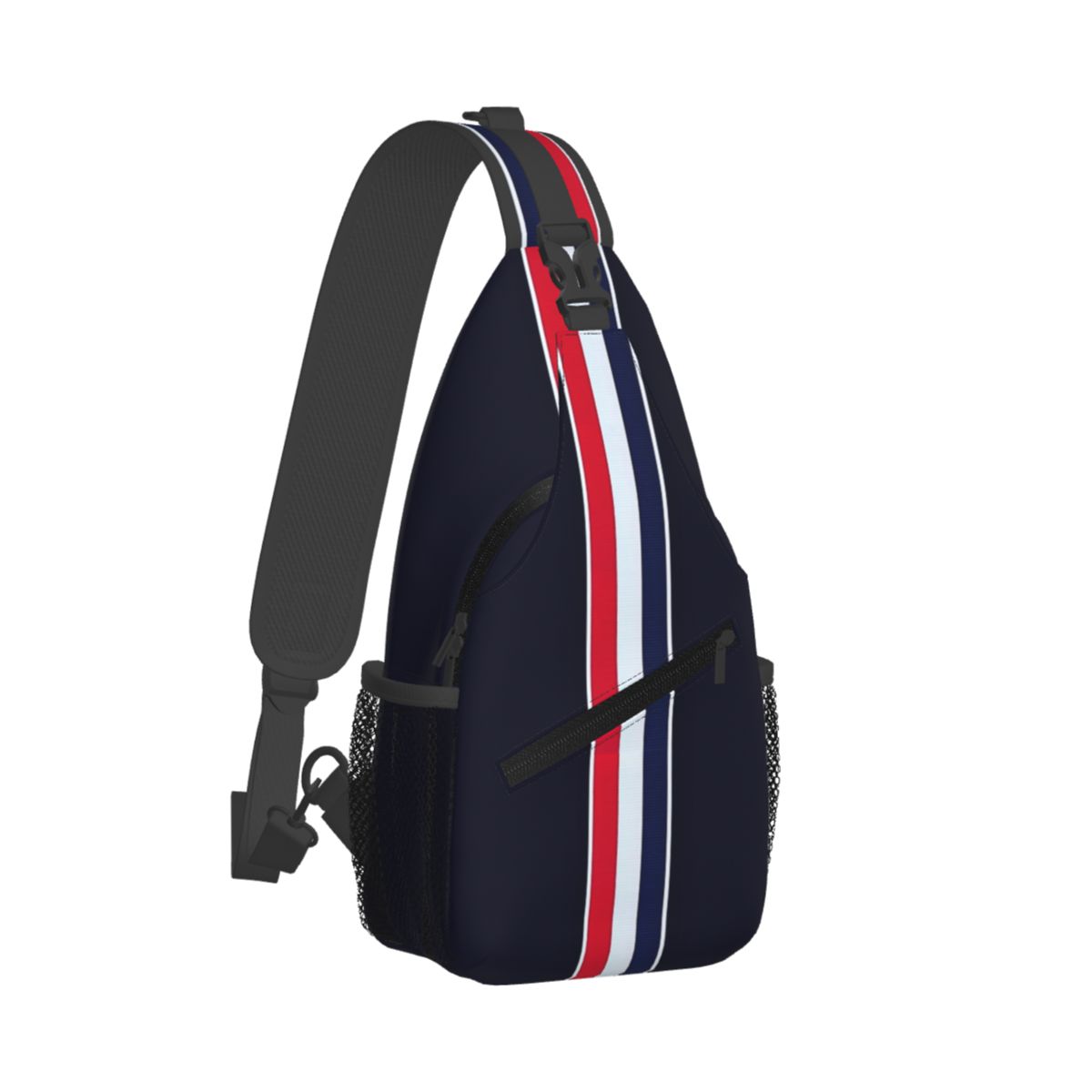 Thom-Stripes Red White Navy TB Bolsa de peito cruzada moderna diagonal, uma mochila moderna projetada para esportes e viagens