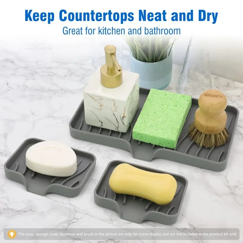 1 pacote de silicone dreno caixa de sabão cozinha banheiro antiderrapante pia bandeja criativa mesa de lavagem bandeja de sabão livre perfurador dreno rack