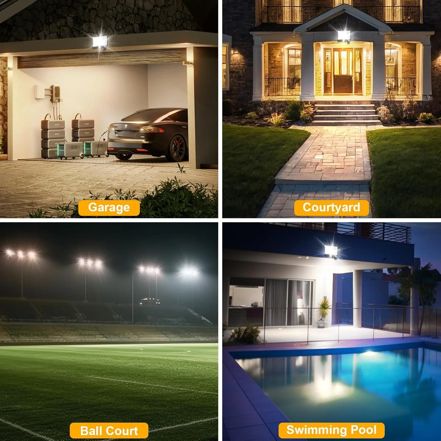 Security Lights Outdoor Motion Sensor, 30W 50W 100W LED PIR Floodlight, IP66 Waterproof Flood Light for Garage, Garden, Patio