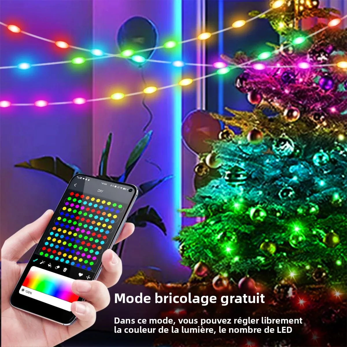 20M 10M 5M LED Festival lumières fée chaîne lumière intelligente Bluetooth adressable rideaux lumières guirlande feston maison fête décor