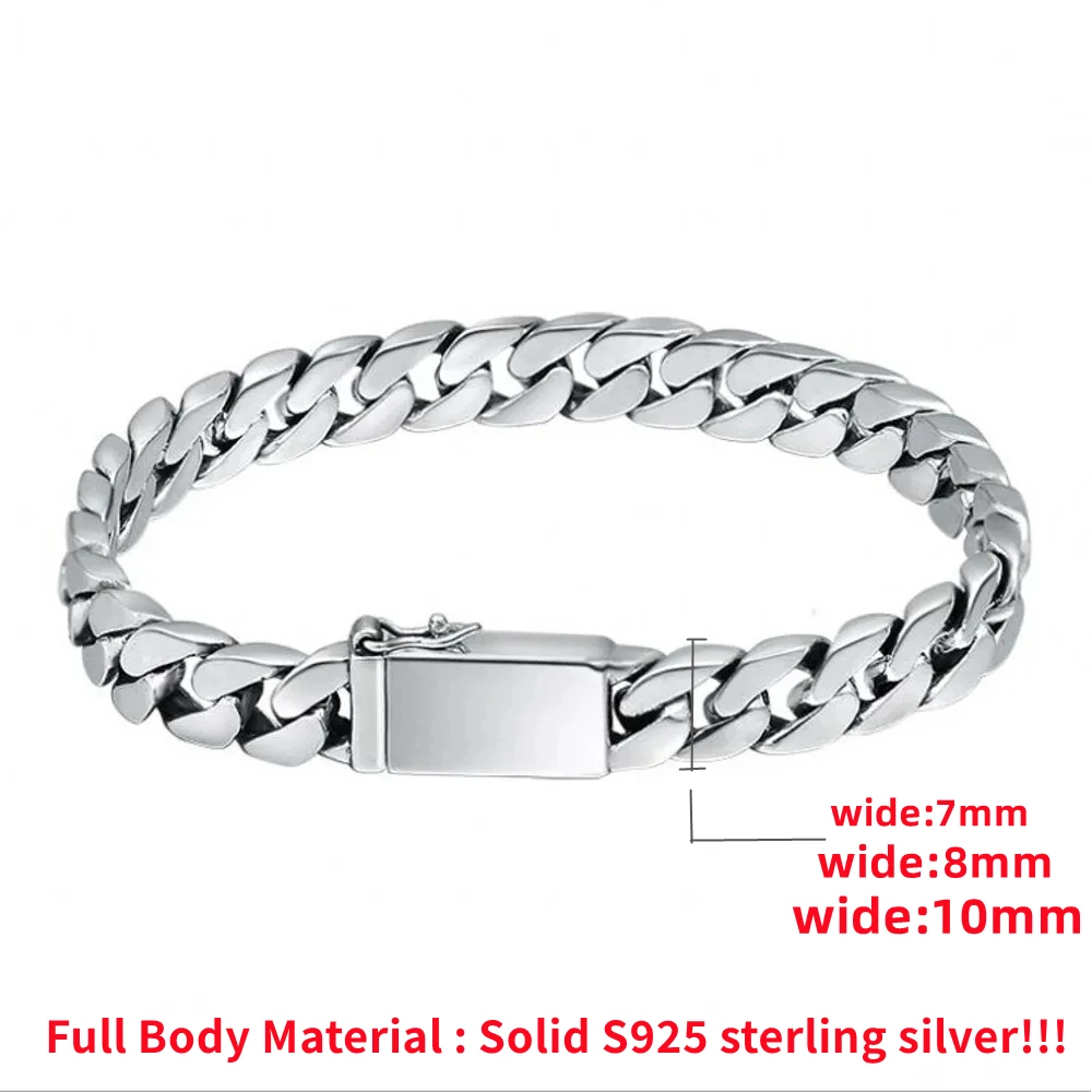 100% S925 スターリングシルバーブレスレット 8 ミリメートルパンク S925 シルバージュエリー色褪せないキャリー証明書男性女性ジュエリーギフト