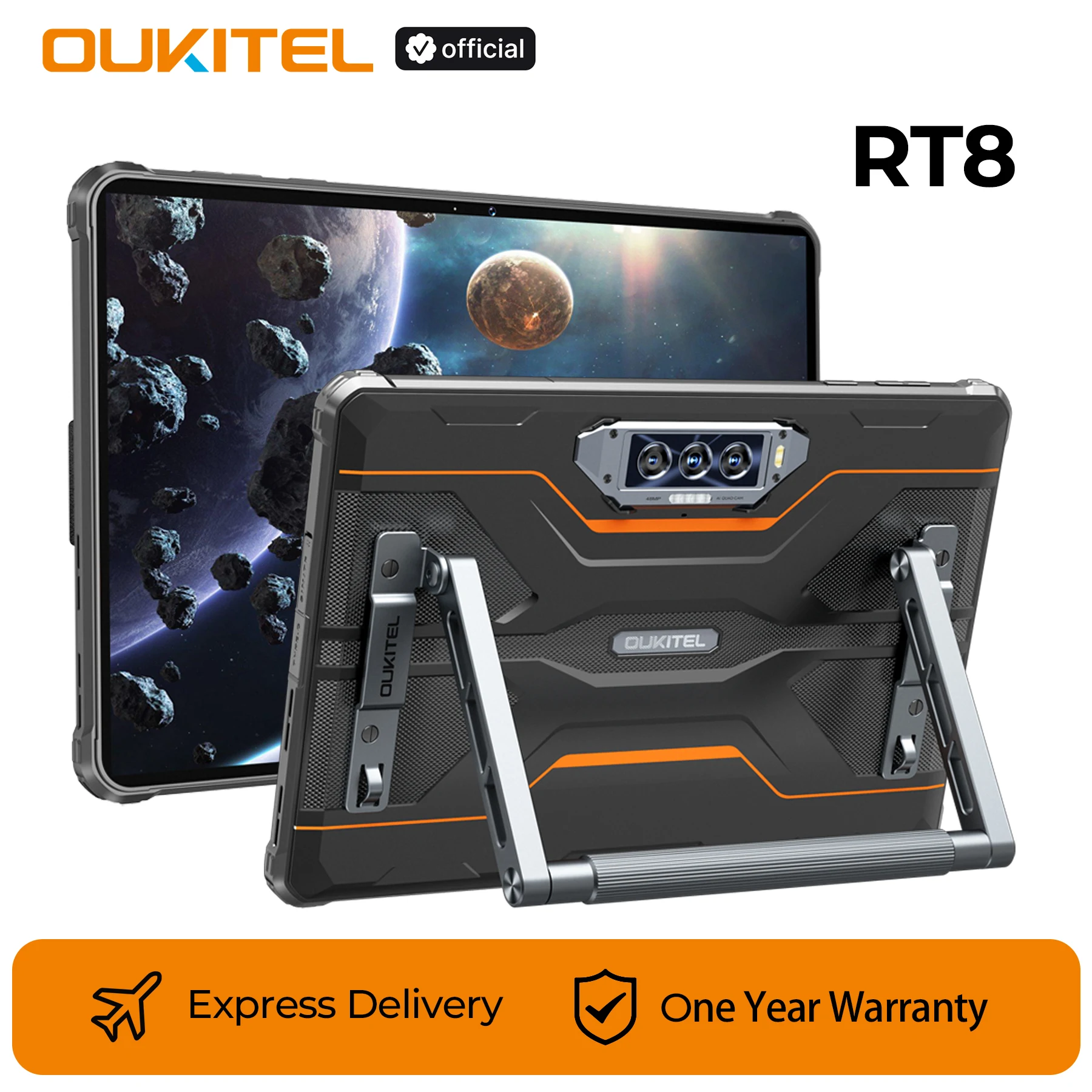 Oukitel RT8 Tablet robusto 20000mAh 33W, 11 "FHD + Display 6GB + 256GB Helio G99 48MP Câmera, NFC Tablets PC com suporte, Android 15