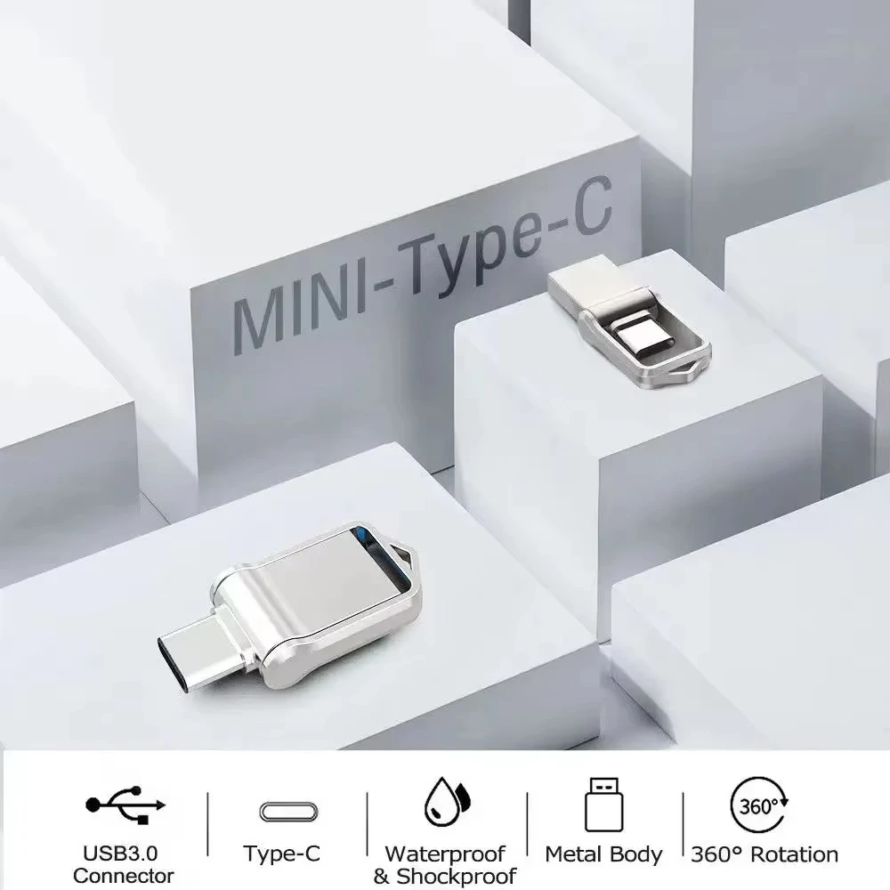 Xiaomi 2TB 3.1 Flash Drive USB Type-c 2-In-1 High Speed Transfer Metal U Disk Waterproof Universal for Mobile Phone Computer