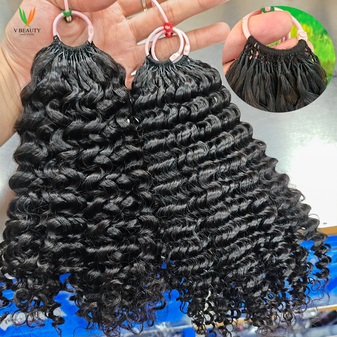 Vorgetrennte Feder-Häkel-Menschenhaarbündel Jerry Kinky Curly Deep Wave Haarverlängerung Flechthaar für böhmische Frauen