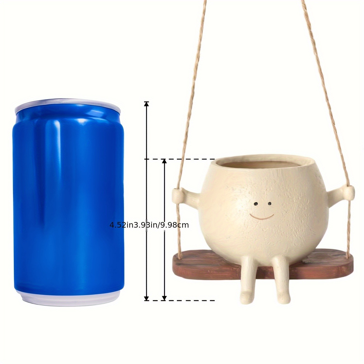 1 PC เรซิ่นแขวนหม้อ Rustic Succulent Plant ผู้ถือยิ้ม Face Design Swing ฐานสวนกลางแจ้งในร่มตกแต่งบ้าน